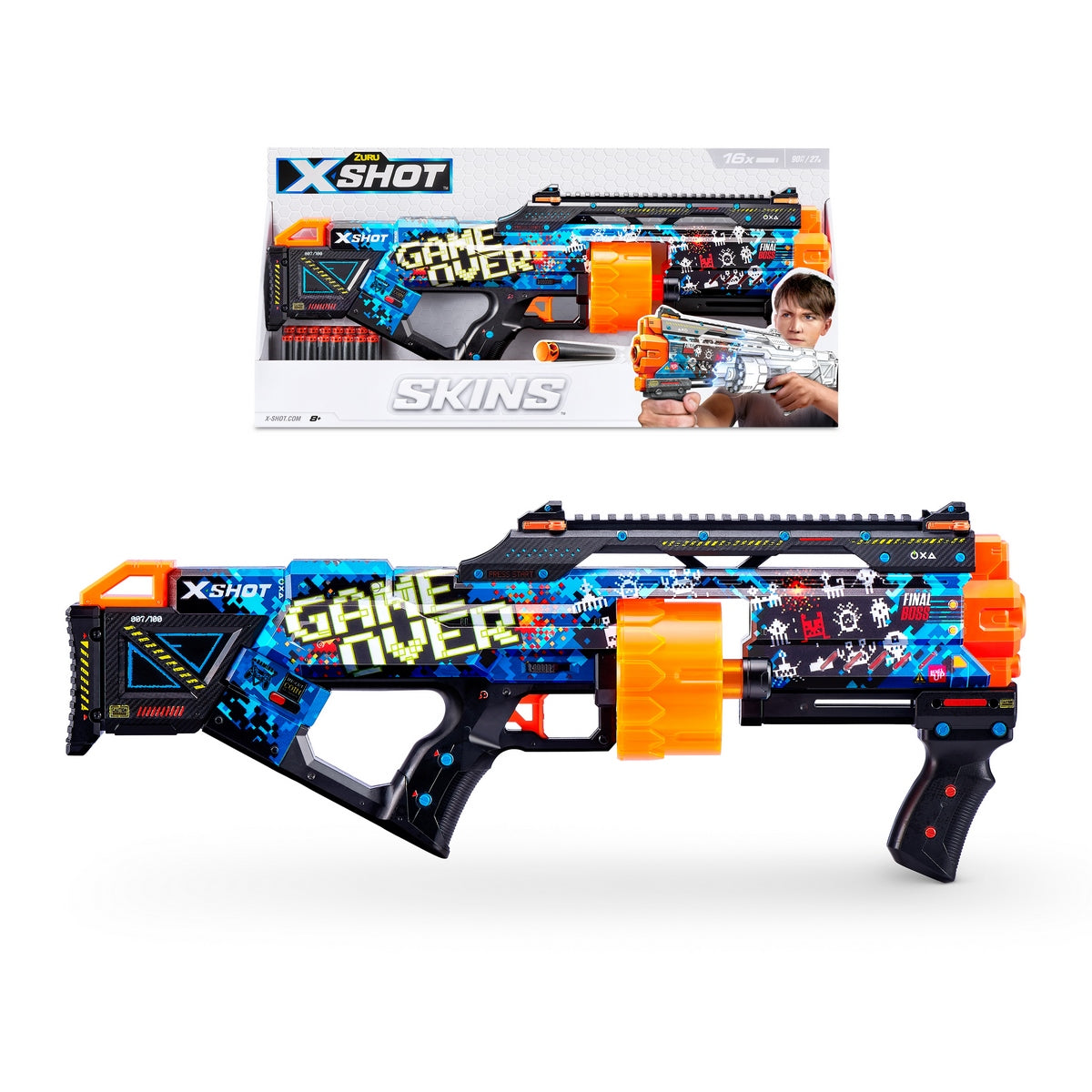 Lanza Dardos Last Stand Skins Con 16 Dardos X-Shot - Game Over